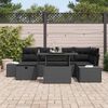 vidaXL Set Divano da Giardino con cuscino 7 pcs Nero Poly Rattan