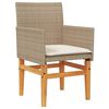 vidaXL Sedie Giardino con Cuscini 2 pz Beige Polyrattan Legno Massello