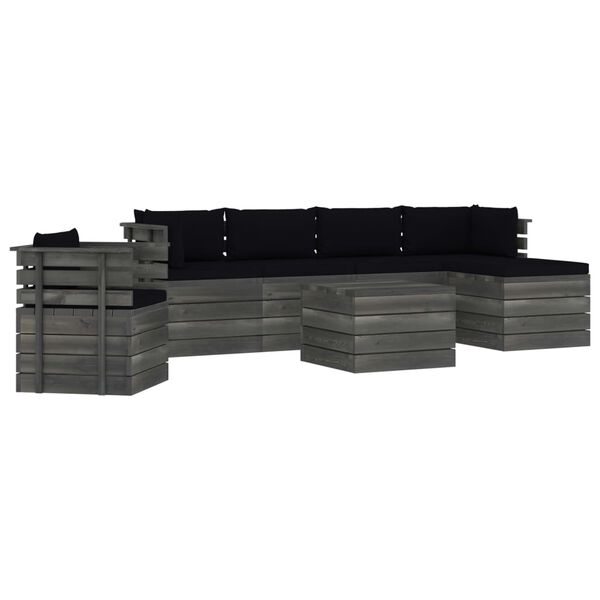 vidaXL Set Divani da Giardino su Pallet 7 pz con Cuscini Massello Pino