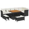 vidaXL Set Divano da Giardino con cuscino 9 pcs Nero e crema