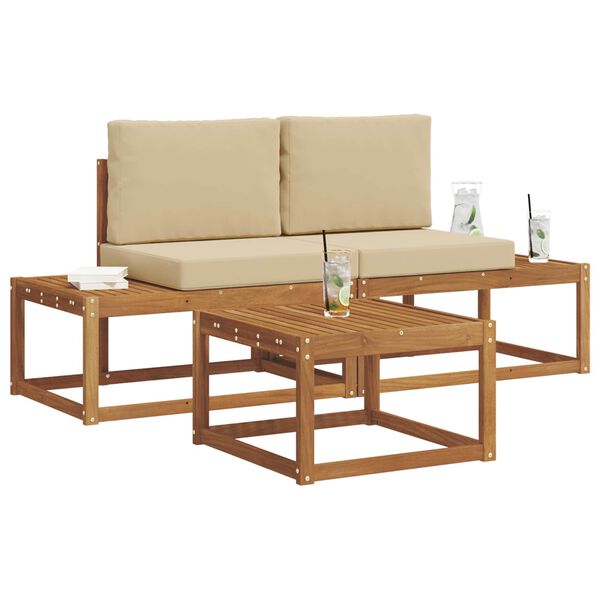 vidaXL Set di divani da esterno con cuscino 3 pcs Naturale