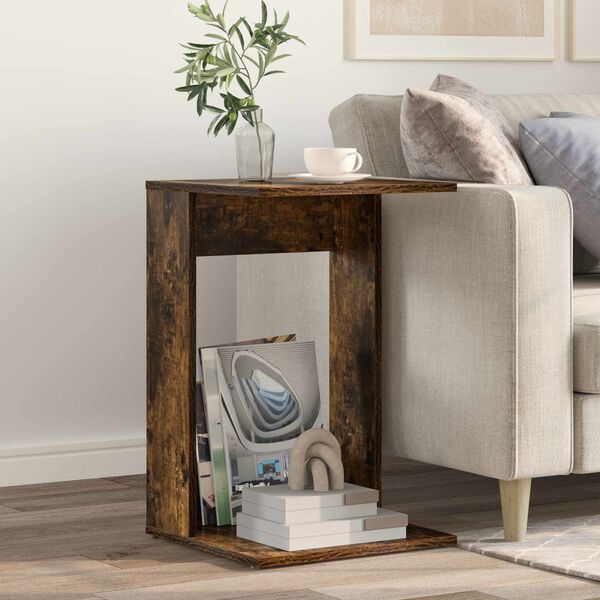 vidaXL Tavolo laterale Rovere fum&eacute; 40 x 38 x 62,5 cm Legno multistrato