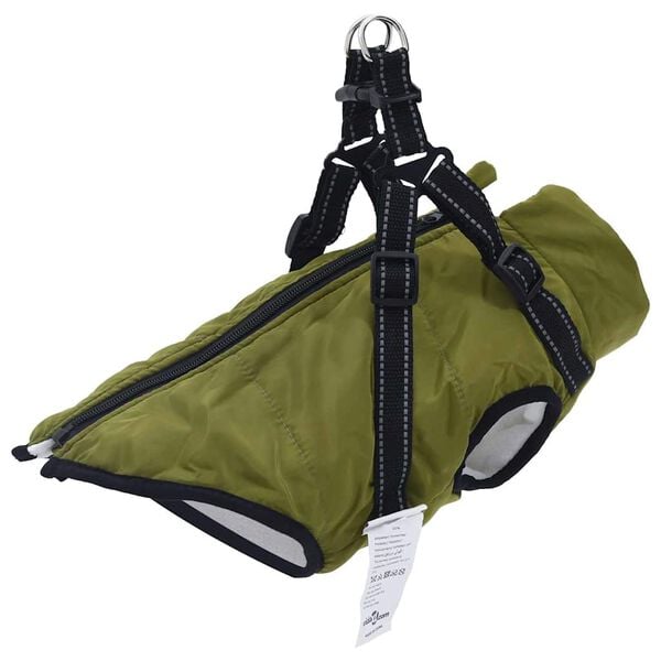 vidaXL Cappotto Cani Imbracatura Impermeabile Riflettente Verde L40