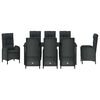 vidaXL Set da Pranzo per Giardino con cuscino 9 pcs Nero polyrattan