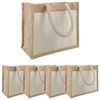 vidaXL Borse in juta con tasca 5 Naturale e Bianco 26 x 22 x 14 cm