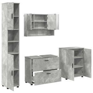 vidaXL Set di mobili per il bagno con cassetto 4 pcs Grigio cemento