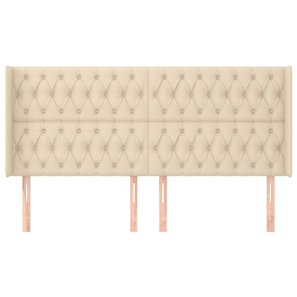 vidaXL Testiera ad Orecchio Crema 203x23x118/128 cm in Tessuto