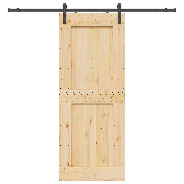 vidaXL Porta Scorrevole con Set Hardware 90x210 cm Legno Massello Pino