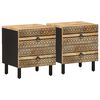 vidaXL Comodini 2pz Neri 40x33,5x46 cm Legno Massello Mango Grezzo