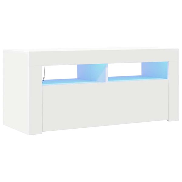 vidaXL Mobile Porta TV con Luci LED Bianco 90x35x40 cm