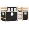 vidaXL Letto a Soppalco con Tende Bambini Bianco e Nero 80x200 cm Pino
