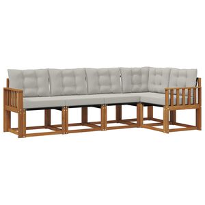 vidaXL Set di divani da esterno 5 pz Grigio Naturale e Chiaro