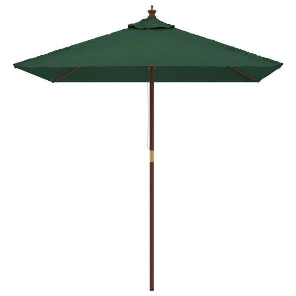 vidaXL Ombrellone da Giardino con Palo in Legno Verde 198x198x231 cm