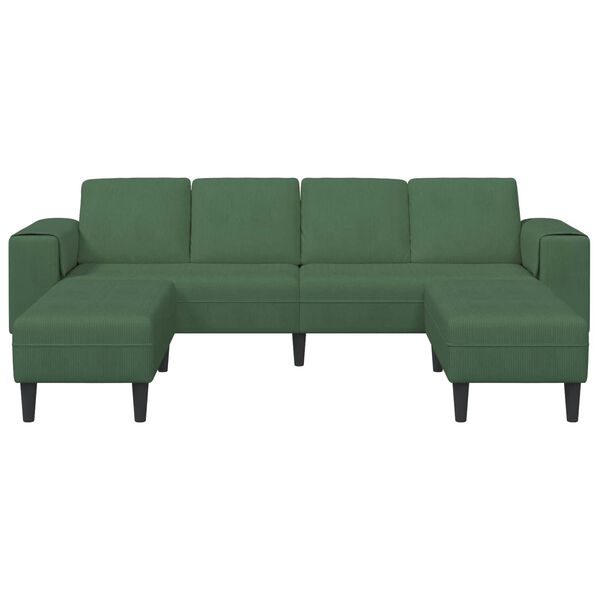 vidaXL Divano Verde Scuro 250 x 188 x 76 cm Tessuto in Cords