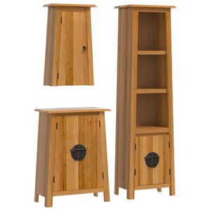 vidaXL Set Mobili da Bagno 3 pz in Legno Massello di Pino