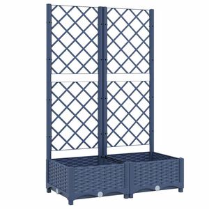 vidaXL Fioriera da giardino con traliccio blu grigio 80x40x121,5 cm PP