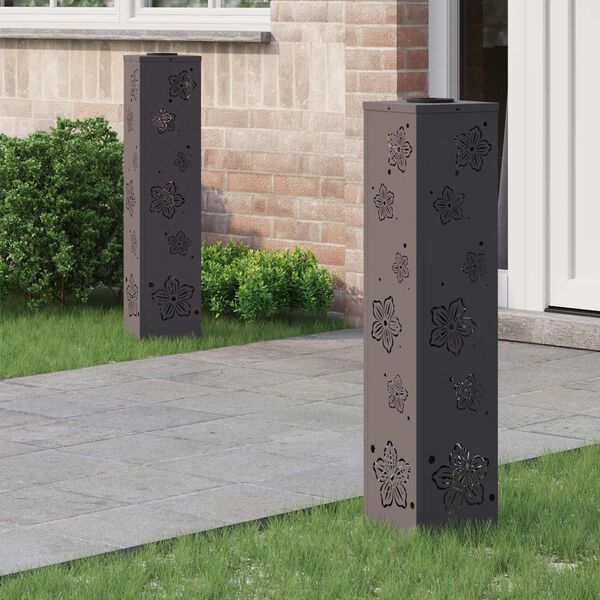 vidaXL Faro LED solare per sentieri 2 pcs Nero