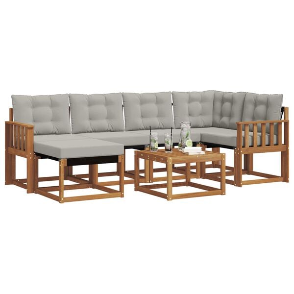 vidaXL Set di divani da esterno 7 pcs Grigio Naturale e Chiaro
