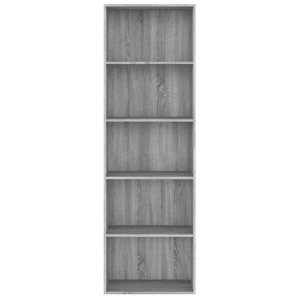 vidaXL Libreria 5 Ripiani Grigio Sonoma 60x30x189 cm Legno Multistrato