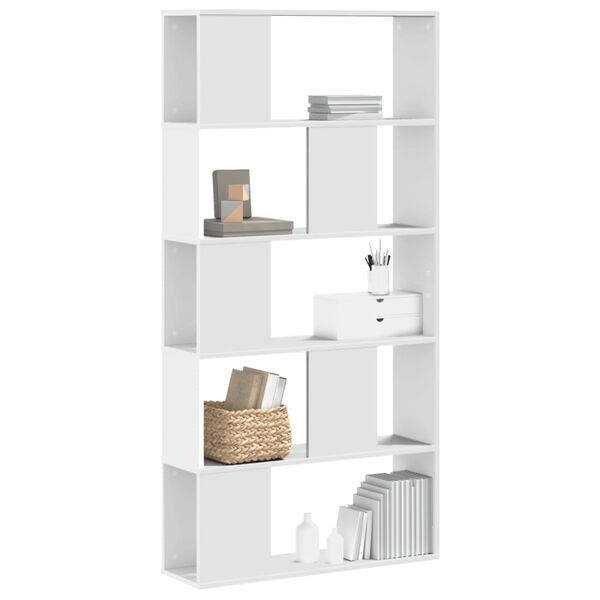 vidaXL Libreria 5 Ripiani Bianca 80,5x23,5x162,5cm Legno Multistrato