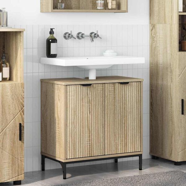 vidaXL Armadio per Lavabo da Bagno Rovere Sonoma 60,5 x 33,5 x 61 cm
