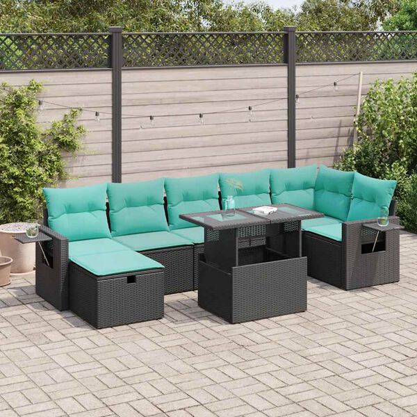 vidaXL Set Divano da Giardino 8pz con Cuscini Grigio Polyrattan Acacia