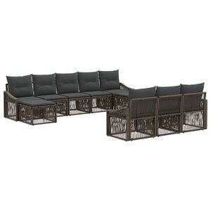 vidaXL Set Divano da Giardino 10 pz Grigio polyrattan