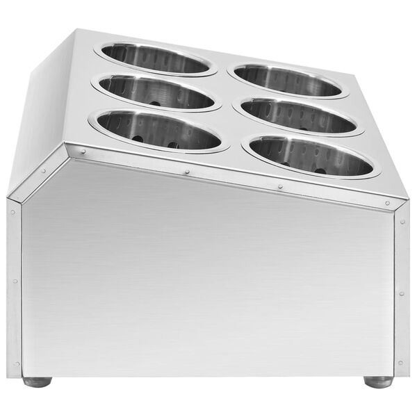 vidaXL Portaposate con 6 Inserti Quadrato in Acciaio Inox