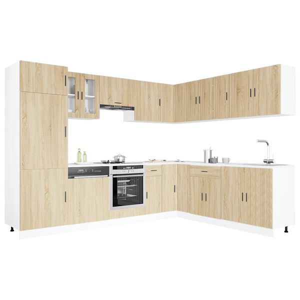 vidaXL Set Mobili da Cucina 14 pz Porto Rovere Sonoma in Truciolato