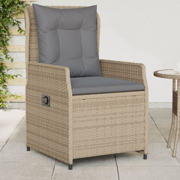 vidaXL Sedie da Giardino Reclinabili 2 pz Beige Polyrattan