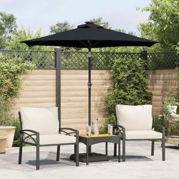 vidaXL Ombrellone Giardino con Palo in Acciaio Nero 225x225x212 cm