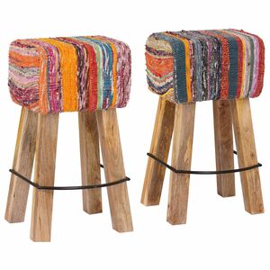 vidaXL Sgabello da bar 2 pz Multicolore 44 x 33 x 74 cm Pelle Vera