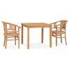 vidaXL Set da Pranzo da Giardino 3 pz in Legno Massello di Teak