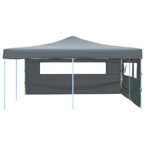 vidaXL Gazebo Pieghevole con 2 Pareti 5x5 m Antracite