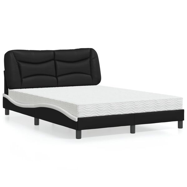 vidaXL Letto con Materasso Hvar Nero e Bianco 140x200 cm in Similpelle