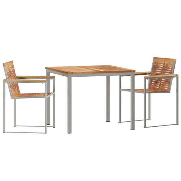 vidaXL Setdapranzodagiardino 3 pcs Teak solido