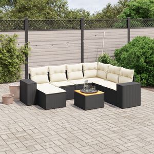 vidaXL Set Divani da Giardino con Cuscini 8 pz Nero in Polyrattan