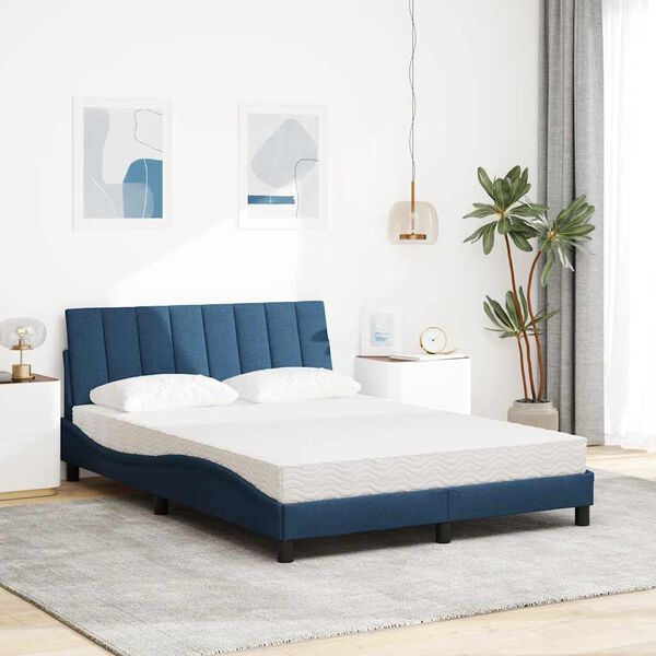 vidaXL Letto con Materasso Hanko Blu 140x200 cm in Tessuto