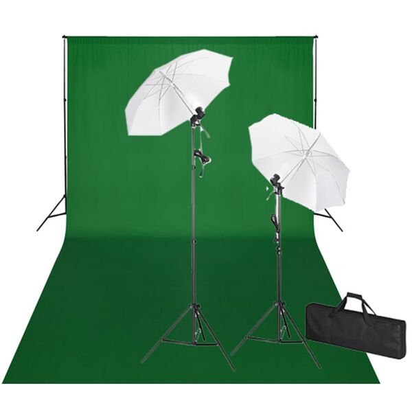 vidaXL Set Studio Fotografico Fondale Verde 600x300 cm e Luci