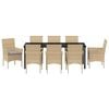 vidaXL Set da Pranzo per Giardino con cuscino 9 pcs Beige polyrattan