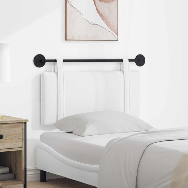 vidaXL Testata appesa Tinta unita Bianco 100 x 55 x 5 cm Tessuto