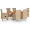 vidaXL Set Mobili da Pranzo per Giardino 7 pz in Polyrattan Beige