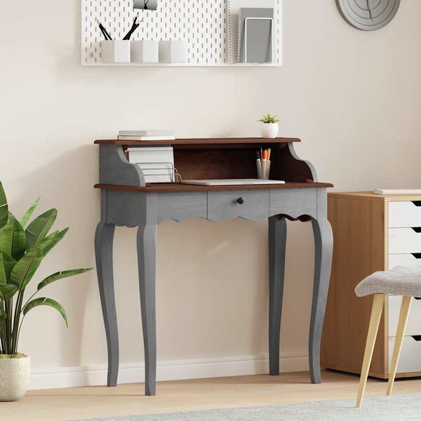 vidaXL Scrivania in Legno Massello di Mogano 80x40x92 cm
