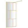vidaXL Parete per Doccia Walk-in Vetro Trasparente ESG 90x195 cm Oro