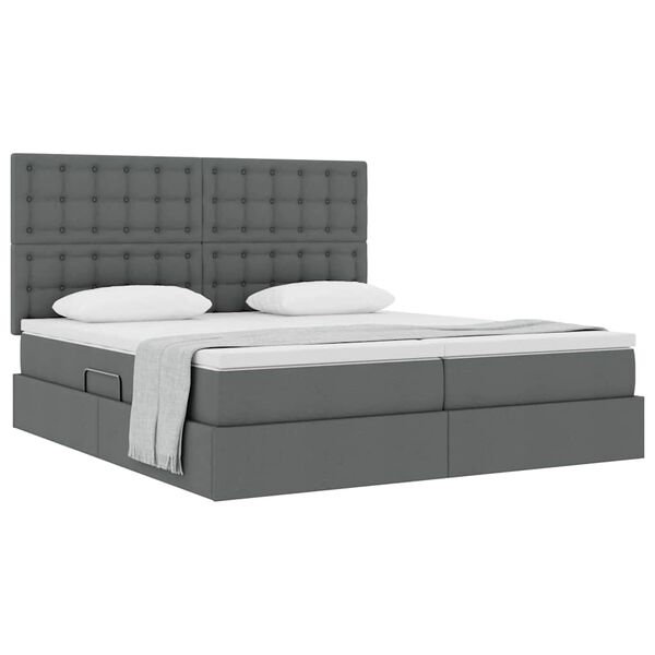 vidaXL Letto con Contenitore Grigio scuro 200 x 200 cm Pelle Sintetica