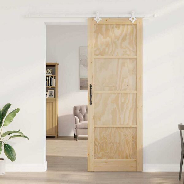 vidaXL Porta scorrevole Marrone 83 x 232 cm Pino massello