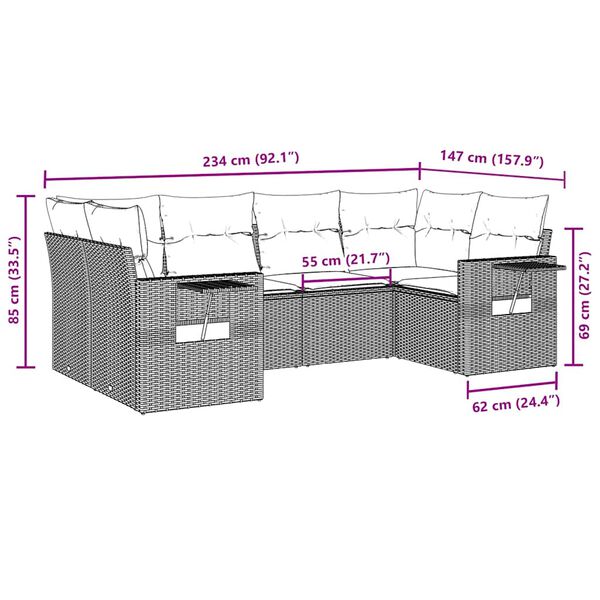 vidaXL Set Divano da Giardino 6 pz con Cuscini Marrone in Polyrattan