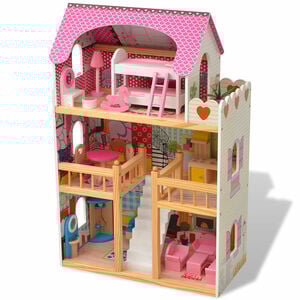 vidaXL Casa delle Bambole a 3 Piani in Legno 60x30x90 cm