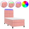 vidaXL Letto a Molle con Materasso e LED Rosa 90x200 cm in Velluto