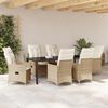 vidaXL Set da Pranzo per Giardino con cuscino 7 pcs Beige polyrattan